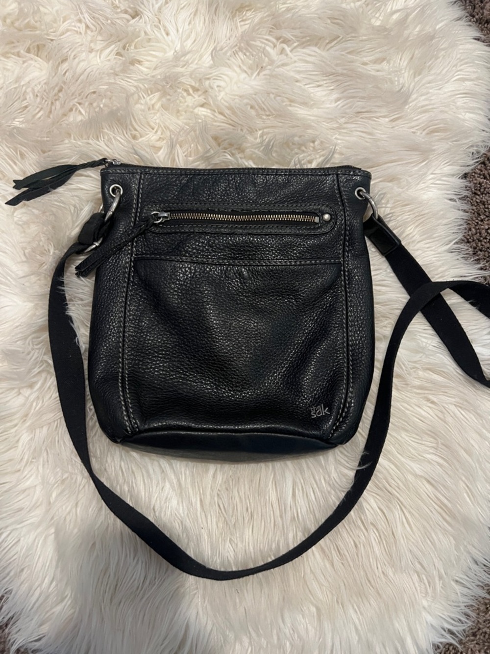 The Sak Black Pebbled Leather Crossbody Bag